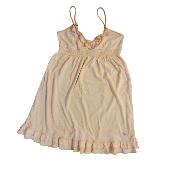 PINK VS VTG 90s Tangerine Striped Embroidery Dog Babydoll Dress Medium - Picture 3 of 15